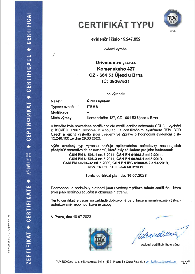 SIL 3 certifikát